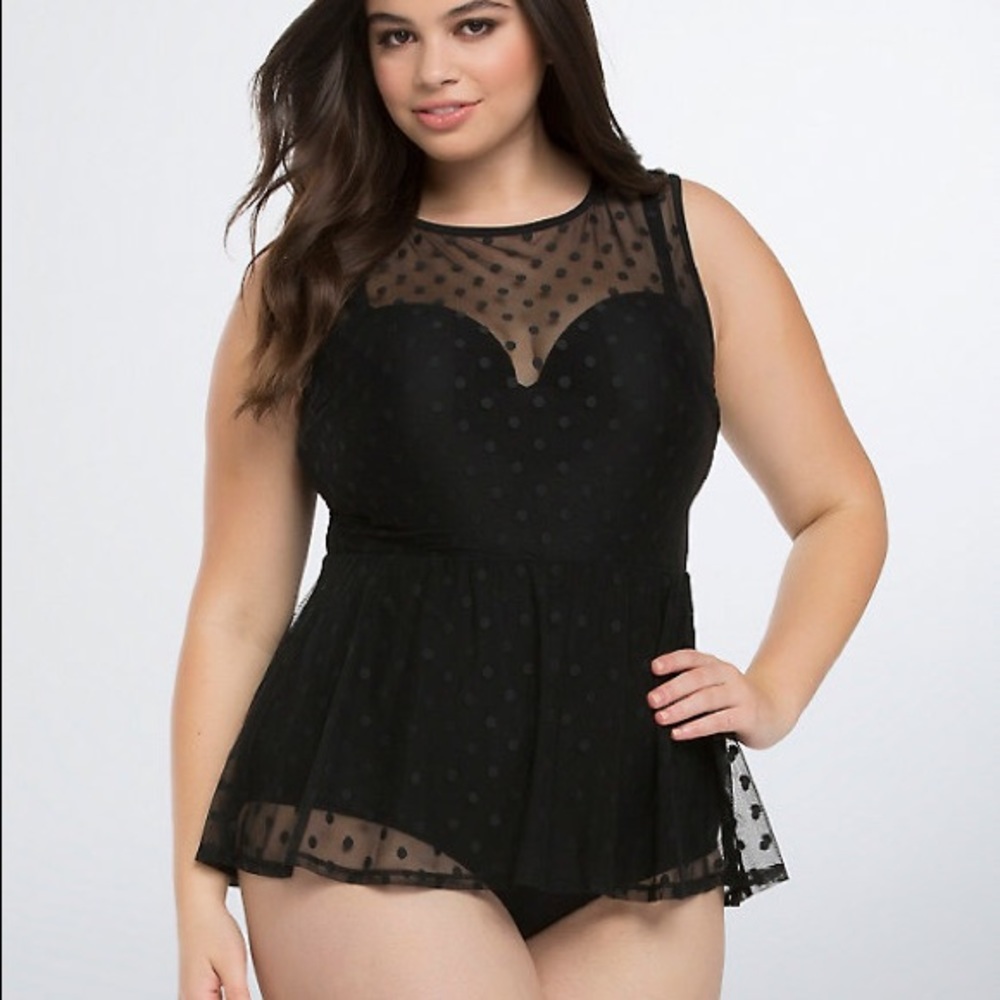 Torrid polka dot one piece swim suit